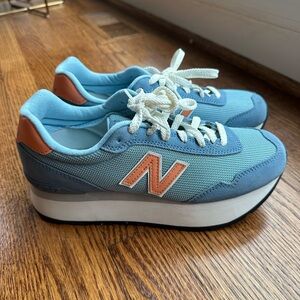 New Balance Light Blue & Coral Platform Runner